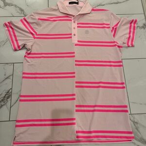 G/FORE brand — Pink Striped Polo Shirt